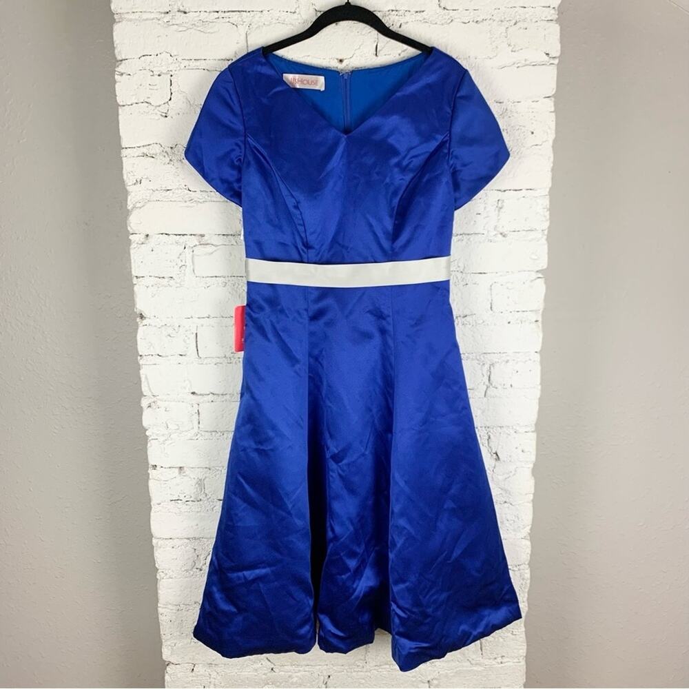 JJ’s House Royal Blue Button Down Back Satin Dress US8